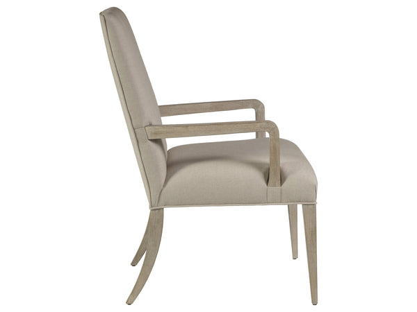 Lexington Artistica Home Madox Upholstered Arm Chair - Stylish Mahogany Design With Soft Linen Blend In Elegant Natural Greige Bianco Wood 2220-881-40-01