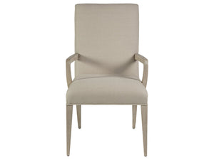 Lexington Artistica Home Madox Upholstered Arm Chair - Stylish Mahogany Design With Soft Linen Blend In Elegant Natural Greige Bianco Wood 2220-881-40-01