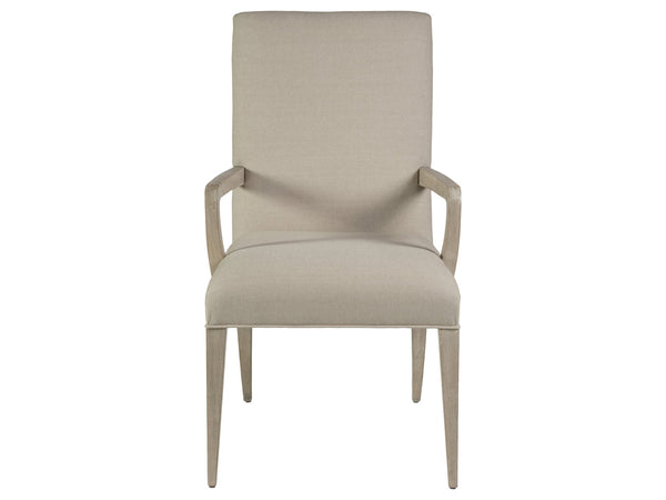 Lexington Artistica Home Madox Upholstered Arm Chair - Stylish Mahogany Design With Soft Linen Blend In Elegant Natural Greige Bianco Wood 2220-881-40-01