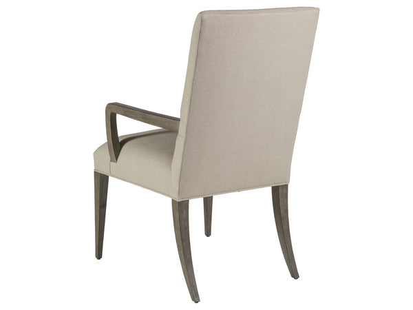 Lexington Artistica Home Madox Upholstered Arm Chair - Stylish Mahogany Design With Soft Linen Blend In Elegant Natural Greige Grigio Wood 2220-881-41-01