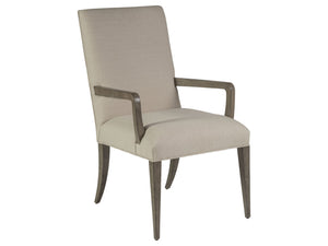 Lexington Artistica Home Madox Upholstered Arm Chair - Stylish Mahogany Design With Soft Linen Blend In Elegant Natural Greige Grigio Wood 2220-881-41-01