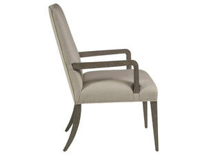 Lexington Artistica Home Madox Upholstered Arm Chair - Stylish Mahogany Design With Soft Linen Blend In Elegant Natural Greige Grigio Wood 2220-881-41-01