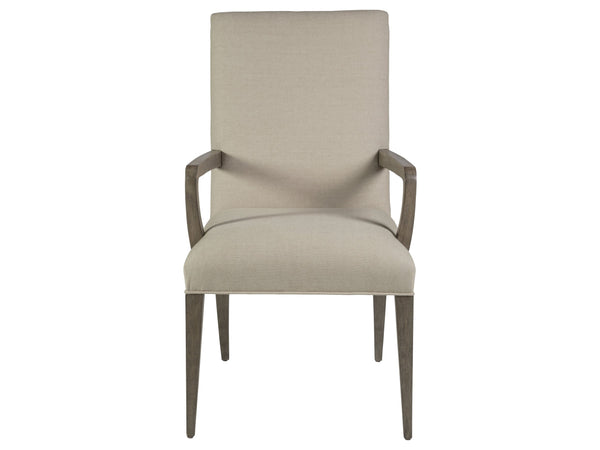 Lexington Artistica Home Madox Upholstered Arm Chair - Stylish Mahogany Design With Soft Linen Blend In Elegant Natural Greige Grigio Wood 2220-881-41-01