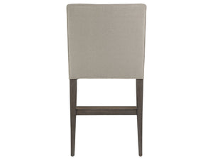 Lexington Artistica Home Madox Upholstered Counter Stool - Elegant Mahogany Design With Soft Linen Blend Fabric Finish Antico Wood 2220-895-39-01