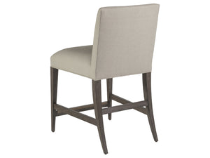 Lexington Artistica Home Madox Upholstered Counter Stool - Elegant Mahogany Design With Soft Linen Blend Fabric Finish Antico Wood 2220-895-39-01