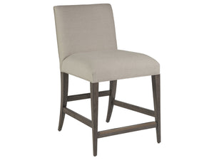 Lexington Artistica Home Madox Upholstered Counter Stool - Elegant Mahogany Design With Soft Linen Blend Fabric Finish Antico Wood 2220-895-39-01