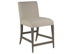 Lexington Artistica Home Madox Upholstered Counter Stool - Elegant Mahogany Design With Soft Linen Blend Fabric Finish Grigio Wood 2220-895-41-01