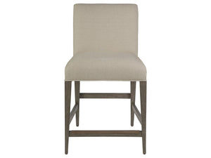 Lexington Artistica Home Madox Upholstered Counter Stool - Elegant Mahogany Design With Soft Linen Blend Fabric Finish Grigio Wood 2220-895-41-01