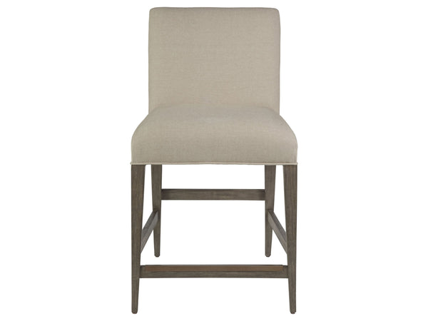 Lexington Artistica Home Madox Upholstered Counter Stool - Elegant Mahogany Design With Soft Linen Blend Fabric Finish Grigio Wood 2220-895-41-01