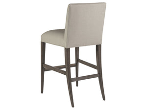 Lexington Artistica Home Madox Upholstered Counter Stool - Elegant Mahogany Design With Soft Linen Blend Fabric Finish Antico Wood 2220-896-39-01