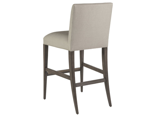 Lexington Artistica Home Madox Upholstered Counter Stool - Elegant Mahogany Design With Soft Linen Blend Fabric Finish Antico Wood 2220-896-39-01