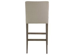 Lexington Artistica Home Madox Upholstered Counter Stool - Elegant Mahogany Design With Soft Linen Blend Fabric Finish Grigio Wood 2220-896-41-01