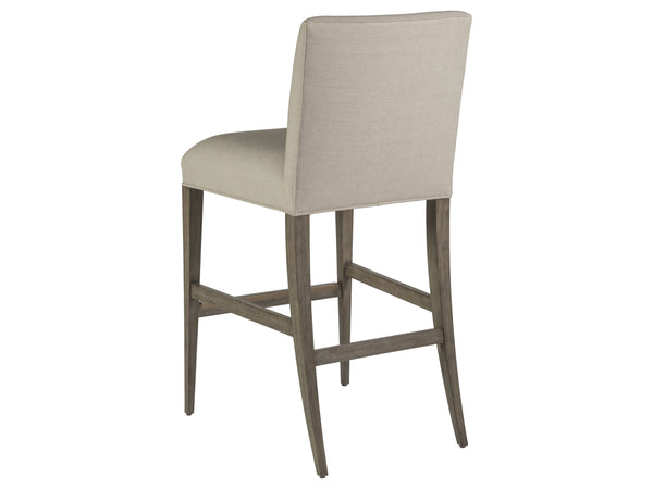 Lexington Artistica Home Madox Upholstered Counter Stool - Elegant Mahogany Design With Soft Linen Blend Fabric Finish Grigio Wood 2220-896-41-01