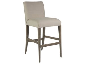 Lexington Artistica Home Madox Upholstered Counter Stool - Elegant Mahogany Design With Soft Linen Blend Fabric Finish Grigio Wood 2220-896-41-01