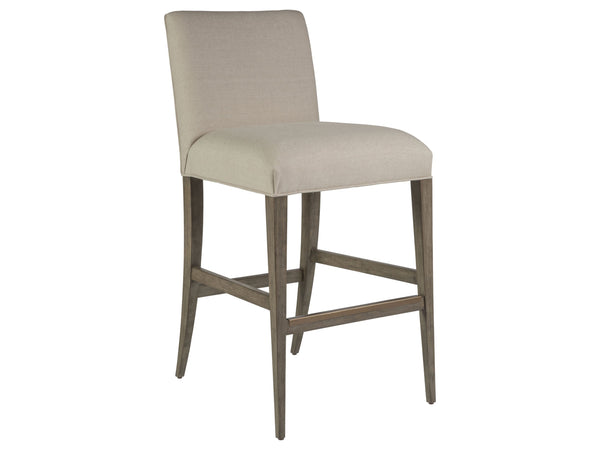 Lexington Artistica Home Madox Upholstered Counter Stool - Elegant Mahogany Design With Soft Linen Blend Fabric Finish Grigio Wood 2220-896-41-01
