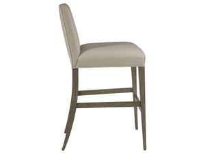 Lexington Artistica Home Madox Upholstered Counter Stool - Elegant Mahogany Design With Soft Linen Blend Fabric Finish Grigio Wood 2220-896-41-01