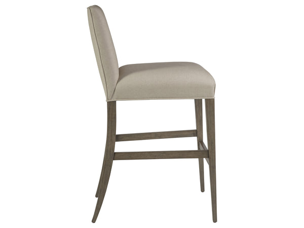 Lexington Artistica Home Madox Upholstered Counter Stool - Elegant Mahogany Design With Soft Linen Blend Fabric Finish Grigio Wood 2220-896-41-01