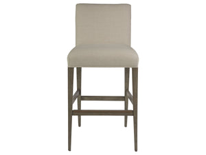 Lexington Artistica Home Madox Upholstered Counter Stool - Elegant Mahogany Design With Soft Linen Blend Fabric Finish Grigio Wood 2220-896-41-01