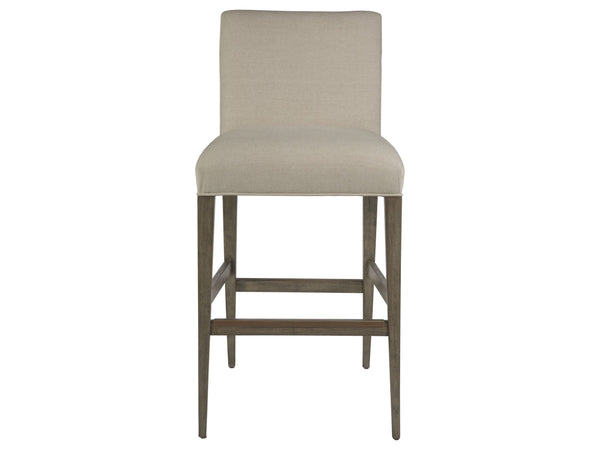 Lexington Artistica Home Madox Upholstered Counter Stool - Elegant Mahogany Design With Soft Linen Blend Fabric Finish Grigio Wood 2220-896-41-01