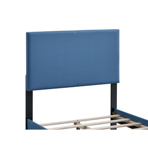 English Elm Baron Full Bed Frame with Faux Leather Upholstery, Slat Support, Adjustable Headboard Height, Fits 7–13" Blue 26.37 L x 45.47 W x 7.48 H B078P380173