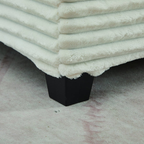 English Elm Corduroy Plush U-Shaped Sectional Sofa with Storage Ottoman, Pet-Friendly Durable Modular Comfort Beige W2915S00062