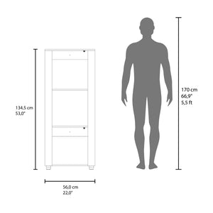 English Elm Natural Oak Two-tone Vertical Cabinet with Open Shelving for Modern Compact Spaces B062P476869