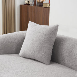 English Elm Grey Curved Loveseat Sofa with Round Armrest, Plush Foam+Spring Comfort, 2 Pillows, No Assembly W3612P332453