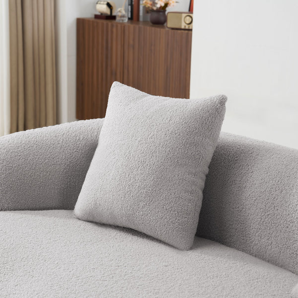 English Elm Grey Curved Loveseat Sofa with Round Armrest, Plush Foam+Spring Comfort, 2 Pillows, No Assembly W3612P332453