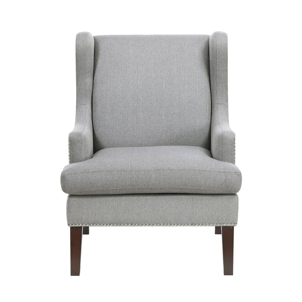 English Elm 1Pc Accent Chair With Foam Cushion, Gray Fabric Upholstery & Nailhead Trim For Stylish Living Spaces B011P287705