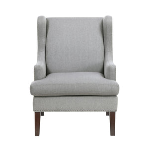 English Elm 1Pc Accent Chair With Foam Cushion, Gray Fabric Upholstery & Nailhead Trim For Stylish Living Spaces B011P287705