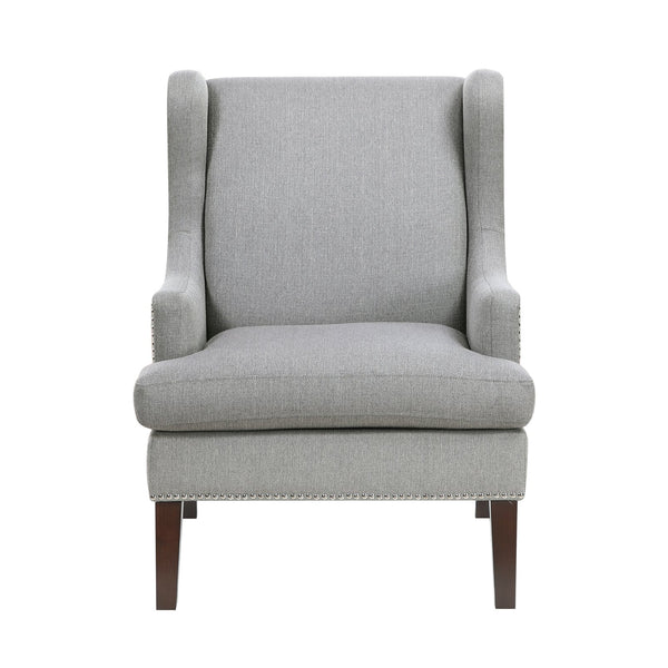 English Elm 1Pc Accent Chair With Foam Cushion, Gray Fabric Upholstery & Nailhead Trim For Stylish Living Spaces B011P287705