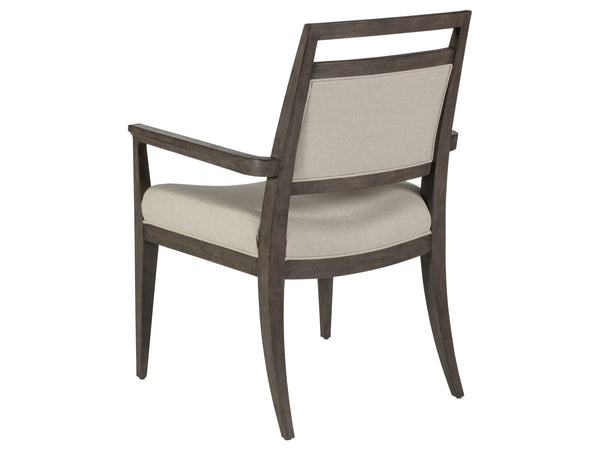 Lexington Artistica Home Nico Upholstered Arm Chair - Elegant Mid-century Design In Mahogany With Soft Natural Fabric Finish Antico Wood 2222-881-39-01