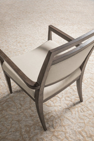 Lexington Artistica Home Nico Upholstered Arm Chair - Elegant Mid-century Design In Mahogany With Soft Natural Fabric Finish Antico Wood 2222-881-39-01