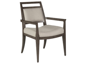 Lexington Artistica Home Nico Upholstered Arm Chair - Elegant Mid-century Design In Mahogany With Soft Natural Fabric Finish Antico Wood 2222-881-39-01