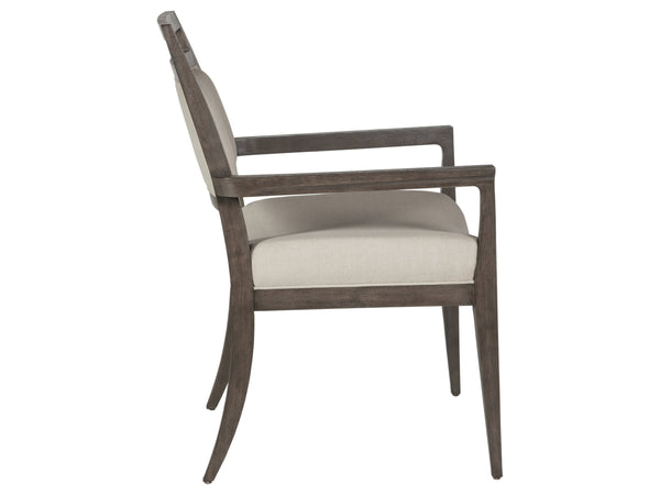 Lexington Artistica Home Nico Upholstered Arm Chair - Elegant Mid-century Design In Mahogany With Soft Natural Fabric Finish Antico Wood 2222-881-39-01