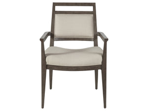 Lexington Artistica Home Nico Upholstered Arm Chair - Elegant Mid-century Design In Mahogany With Soft Natural Fabric Finish Antico Wood 2222-881-39-01
