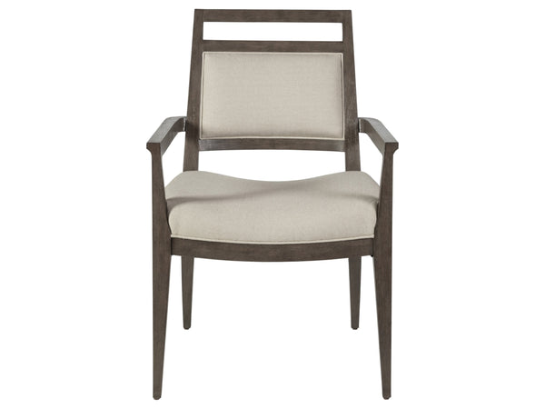 Lexington Artistica Home Nico Upholstered Arm Chair - Elegant Mid-century Design In Mahogany With Soft Natural Fabric Finish Antico Wood 2222-881-39-01