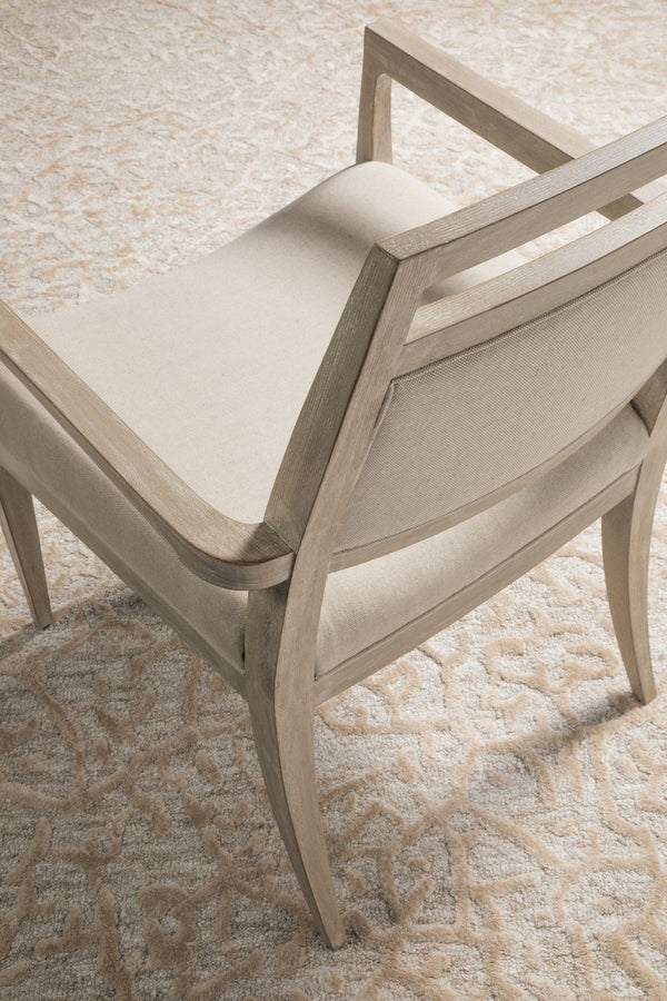 Lexington Artistica Home Nico Upholstered Arm Chair - Elegant Mid-century Design In Mahogany With Soft Natural Fabric Finish Bianco Wood 2222-881-40-01