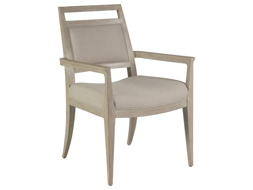 Lexington Artistica Home Nico Upholstered Arm Chair - Elegant Mid-century Design In Mahogany With Soft Natural Fabric Finish Bianco Wood 2222-881-40-01