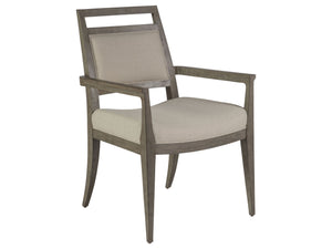 Lexington Artistica Home Nico Upholstered Arm Chair - Elegant Mid-century Design In Mahogany With Soft Natural Fabric Finish Grigio Wood 2222-881-41-01
