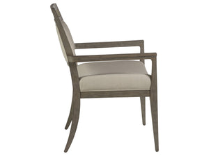 Lexington Artistica Home Nico Upholstered Arm Chair - Elegant Mid-century Design In Mahogany With Soft Natural Fabric Finish Grigio Wood 2222-881-41-01