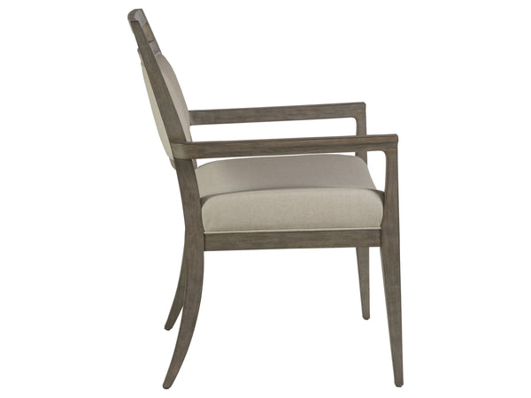 Lexington Artistica Home Nico Upholstered Arm Chair - Elegant Mid-century Design In Mahogany With Soft Natural Fabric Finish Grigio Wood 2222-881-41-01