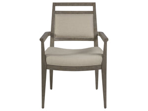 Lexington Artistica Home Nico Upholstered Arm Chair - Elegant Mid-century Design In Mahogany With Soft Natural Fabric Finish Grigio Wood 2222-881-41-01