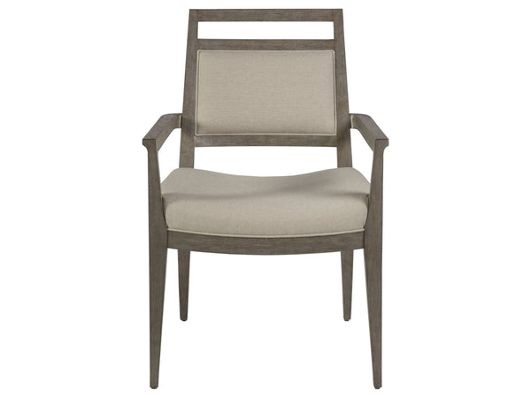 Lexington Artistica Home Nico Upholstered Arm Chair - Elegant Mid-century Design In Mahogany With Soft Natural Fabric Finish Grigio Wood 2222-881-41-01