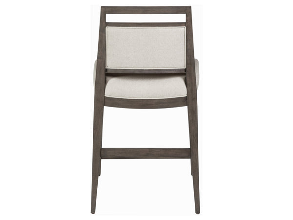 Lexington Artistica Home Nico Upholstered Counter Stool - Stylish Mid-century Design In Mahogany With Cozy Linen Blend Fabric Antico Wood 2222-895-39-01