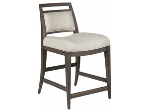 Lexington Artistica Home Nico Upholstered Counter Stool - Stylish Mid-century Design In Mahogany With Cozy Linen Blend Fabric Antico Wood 2222-895-39-01