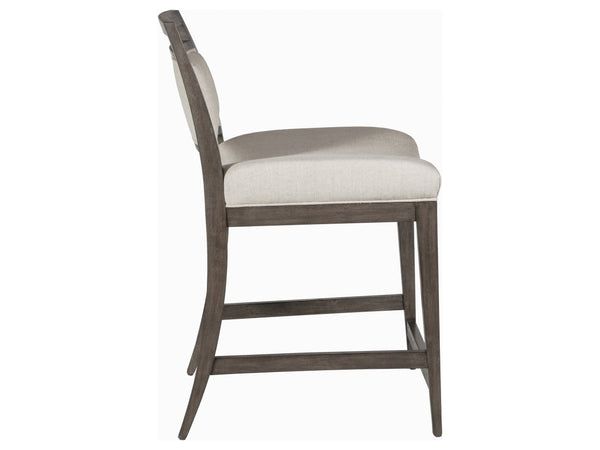 Lexington Artistica Home Nico Upholstered Counter Stool - Stylish Mid-century Design In Mahogany With Cozy Linen Blend Fabric Antico Wood 2222-895-39-01