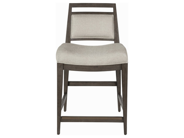 Lexington Artistica Home Nico Upholstered Counter Stool - Stylish Mid-century Design In Mahogany With Cozy Linen Blend Fabric Antico Wood 2222-895-39-01