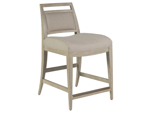 Lexington Artistica Home Nico Upholstered Counter Stool - Stylish Mid-century Design In Mahogany With Cozy Linen Blend Fabric Bianco Wood 2222-895-40-01