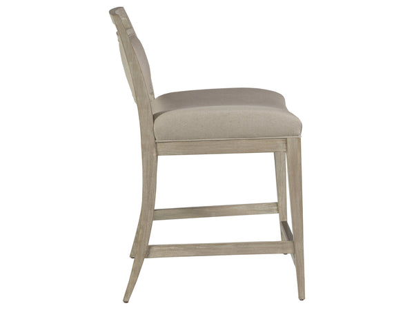 Lexington Artistica Home Nico Upholstered Counter Stool - Stylish Mid-century Design In Mahogany With Cozy Linen Blend Fabric Bianco Wood 2222-895-40-01